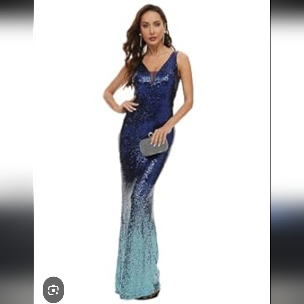 Elegant Blue Sequin Gown